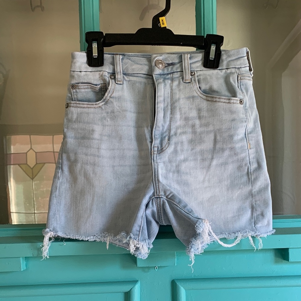 American Eagle Curvy Hi-Rise Shortie Jean Shorts 4